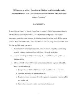 CDC Response to Advisory Committee on Childhood Lead