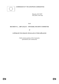 1043 final Draft DECISION No &hellip;/2007 of the EC &ndash; SWITZE