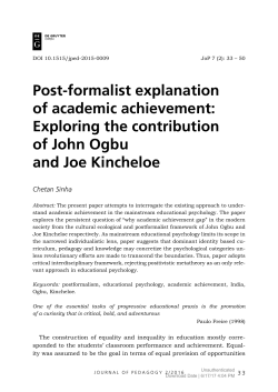 Post-formalist explanation of academic achievement: Exploring the