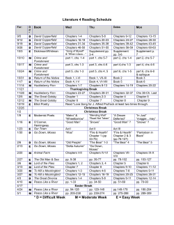 Literature 4 Reading Schedule * D = Difficult Week M
