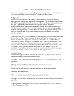 Thinking About the Process of Scientific Inquiry Summary: A geology