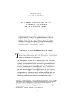 The Problem of Solidarity for Critical Social Theory