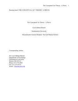 The Conceptual Act Theory: A Pr&eacute;cis 1 Running head: THE
