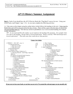 AP US History Summer Assignment
