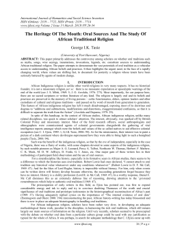 The Heritage Of The Mouth: Oral Sources And The Study Of African