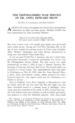 the distinguished war service of dr. anna howard shaw