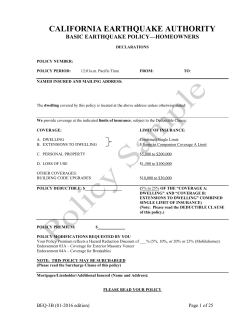 Standard Homeowners Policy Sample - 2016