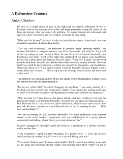 A Defenseless Creature Anton Chekhov