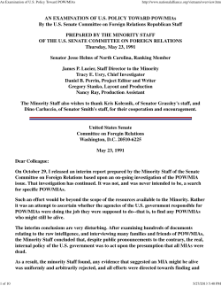 An Examination of US Policy Toward POW/MIAs