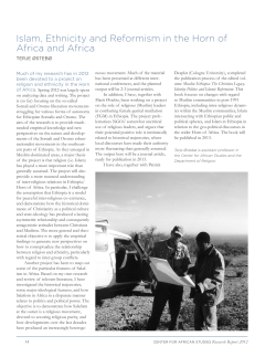 Islam, Ethnicity and Reformism in the Horn of Africa and Africa
