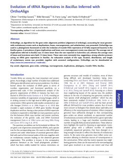 Article Evolution of tRNA Repertoires in Bacillus Inferred with