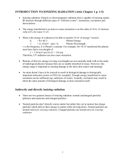 INTRODUCTION TO IONIZING RADIATION (Chapter 1 p