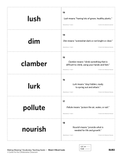 lush dim clamber lurk pollute nourish