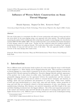 Influence of Woven Fabric Construction on Seam Thread Slippage 1