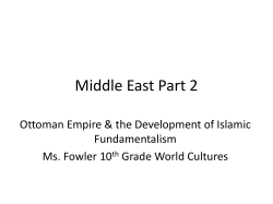 Ottoman Empire and the Road to ME Conflicts