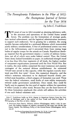 The Pennsylvania Volunteers in the War of 1812