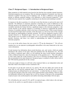 Class 27: Reciprocal Space – 1: Introduction to Reciprocal