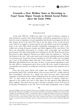 Towards a New Welfare State or Reverting to Type? Some Major