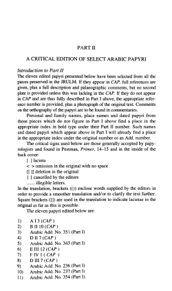 Part II: Critical Edition of Select Arabic Papyri