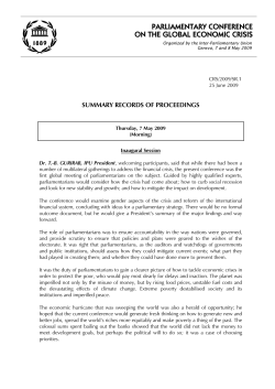 Parliamentary Conference on the Global Economic Crisis