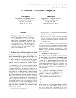 An Evaluation Exercise for Word Alignment