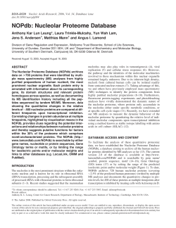 NOPdb: Nucleolar Proteome Database