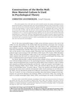 Constructions of the Berlin Wall: How Material Culture Is