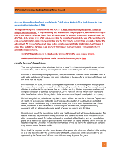 OCF Considerations on Testing Drinking Water for