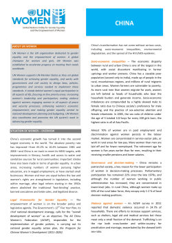 SITUATION OF WOMEN – OVERVIEW China`s economic growth