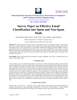Survey Paper on Effective Email Classification into Spam and Non