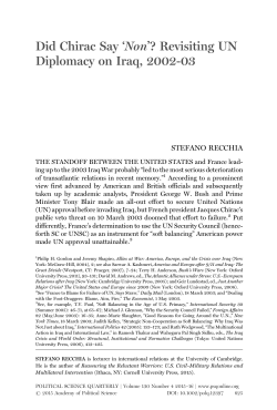 Did Chirac Say `Non`? Revisiting UN Diplomacy on Iraq, 2002-03