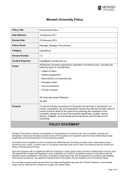 Procurement Policy - Monash University
