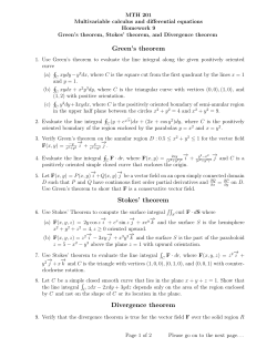 Homework 9: Green`s theorem, Stokes` theorem, Divergence theorem