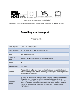 Travelling and transport - Obchodn&iacute; akademie Hodon&iacute;n