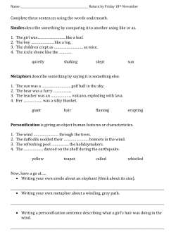 Complete these sentences using the words underneath. Similes