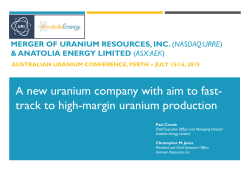 Merger of Uranium Resources, Inc and Anatolia Energy Limited