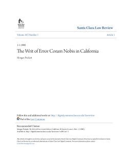 The Writ of Error Coram Nobis in California