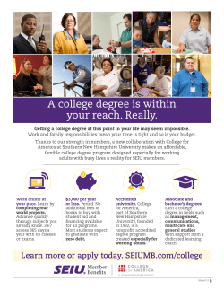 SEIU MB College for America fllyer for members