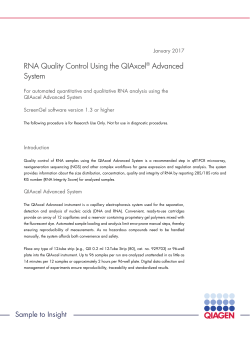 RNA Quality Control using the QIAxcel Advanced System