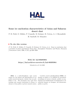 Some ice nucleation characteristics of Asian and Saharan desert dust
