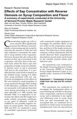 Effects of Sap Concentration with Reverse Osmosis on Syrup