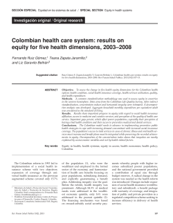 Colombian health care system: results on equity for five