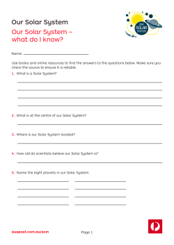 Our Solar System &ndash; what do I know?