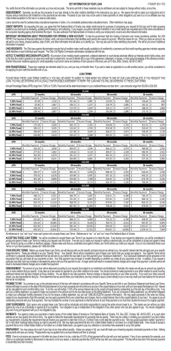 Key Information on Your Loan