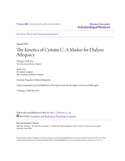 The Kinetics of Cystatin C: A Marker for Dialysis Adequacy