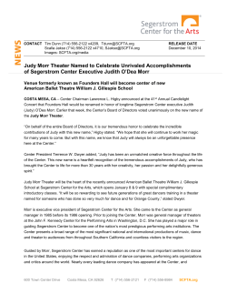 Judy Morr Theater Named to Celebrate Unrivaled Accomplishments