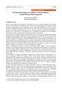 Psycho-Social Aspects of AIDS as a Chronic Illness