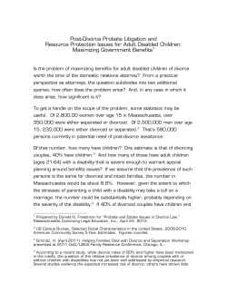 Post-Divorce Probate Litigation and Resource Protection Issues for