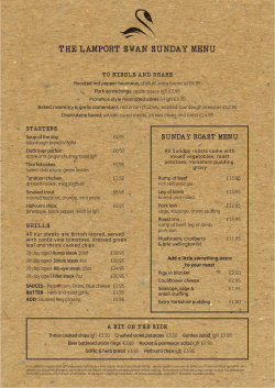 THE LAMPORT SWAN SUNDAY MENU