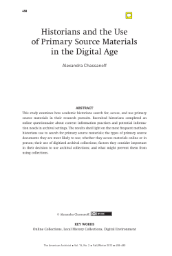 Historians and the Use of Primary Source Materials in